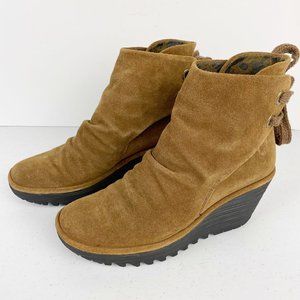 FLY LONDON Yam Wedge Leather Ankle Boot Bootie 7